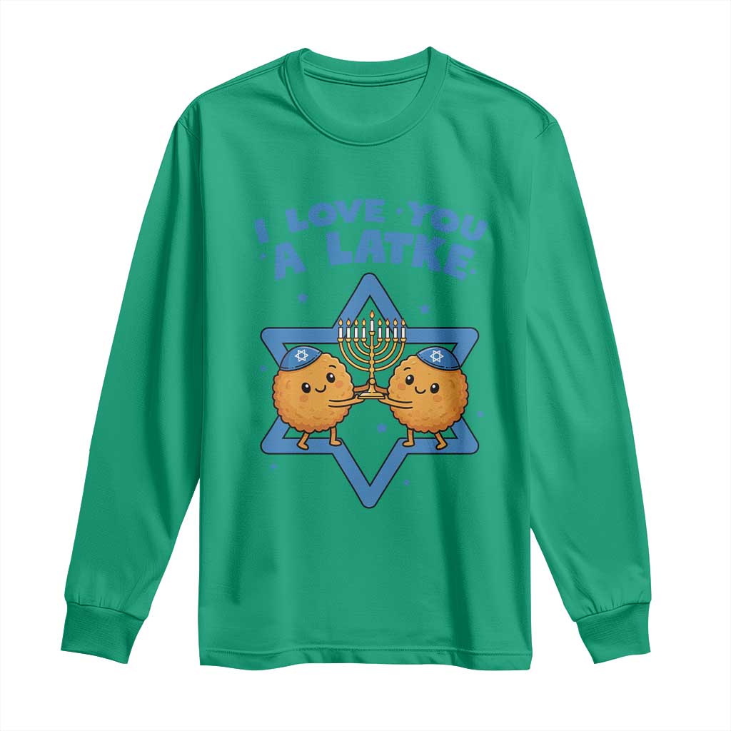 Funny Hanukkah Long Sleeve Shirt I Love You A Latke Gift TS12 Irish Green Print Your Wear