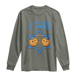 Funny Hanukkah Long Sleeve Shirt I Love You A Latke Gift TS12 Military Green Print Your Wear