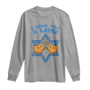 Funny Hanukkah Long Sleeve Shirt I Love You A Latke Gift TS12 Sport Gray Print Your Wear