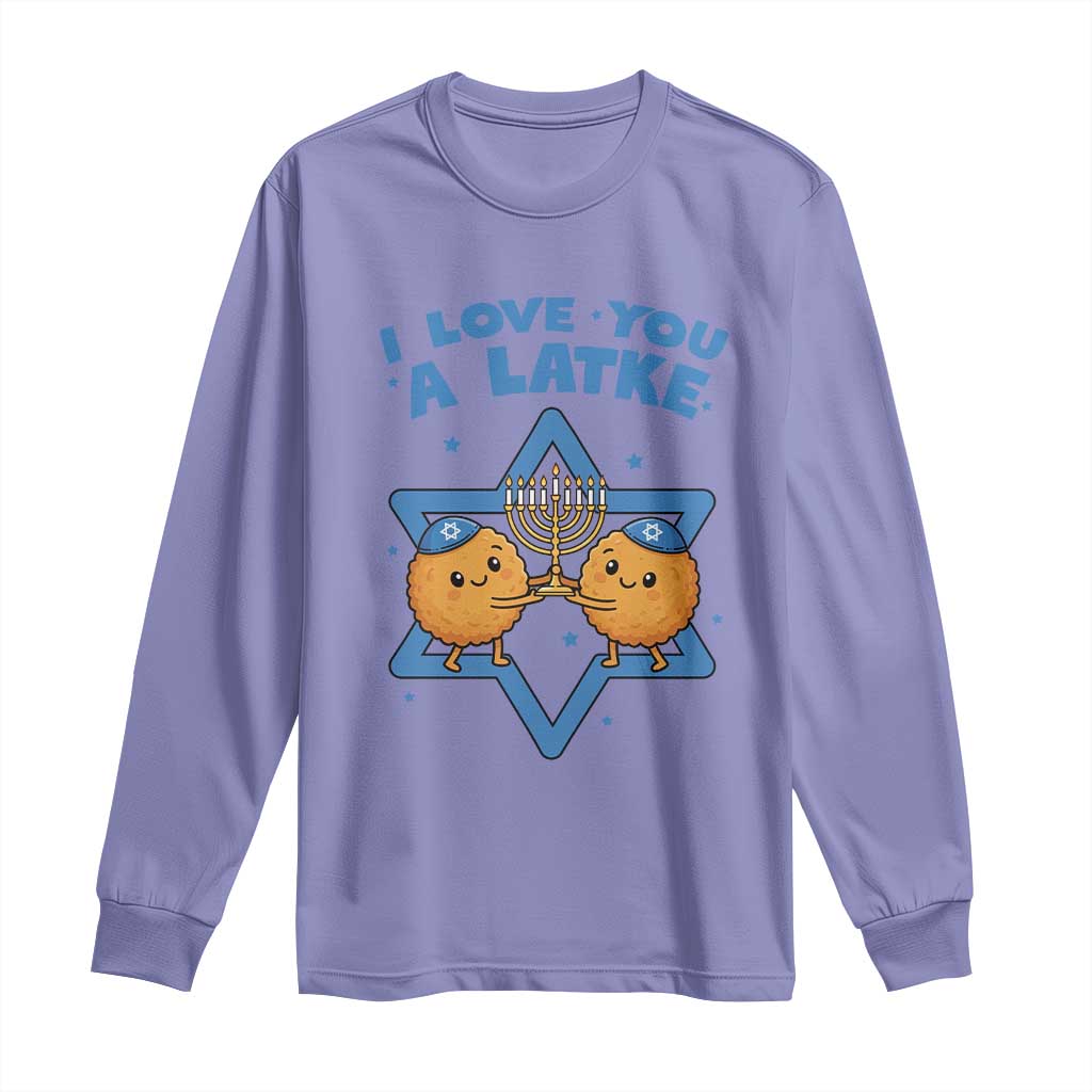 Funny Hanukkah Long Sleeve Shirt I Love You A Latke Gift TS12 Violet Print Your Wear