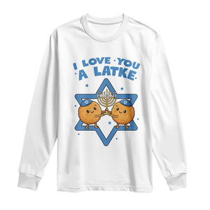 Funny Hanukkah Long Sleeve Shirt I Love You A Latke Gift TS12 White Print Your Wear