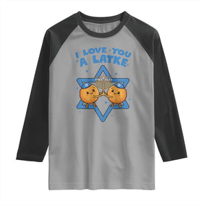 Funny Hanukkah Raglan Shirt I Love You A Latke Gift TS12 Sport Gray Black Print Your Wear
