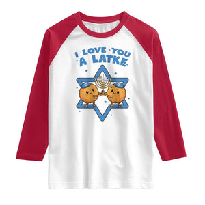 Funny Hanukkah Raglan Shirt I Love You A Latke Gift TS12 White Red Print Your Wear