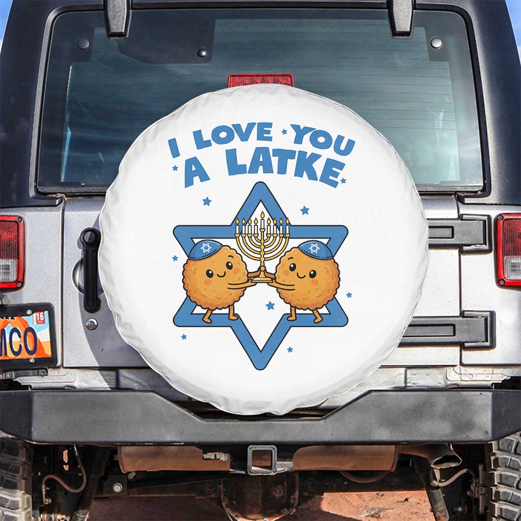 Funny Hanukkah Spare Tire Cover I Love You A Latke Gift TS12 No hole White Print Your Wear