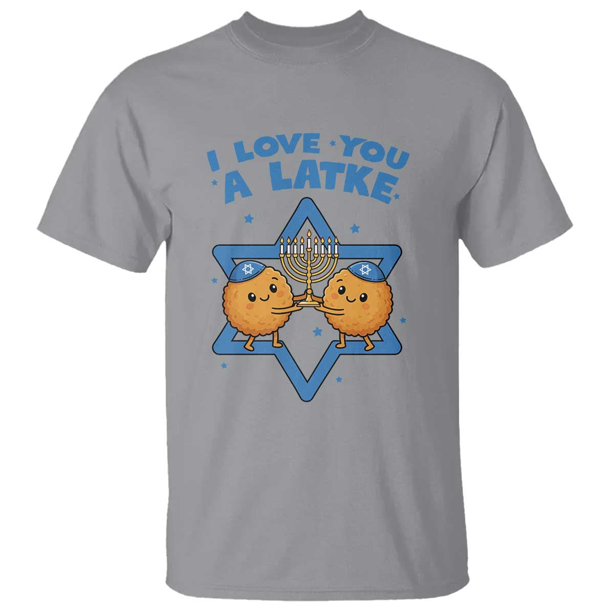 Funny Hanukkah T Shirt I Love You A Latke Gift TS12 Sport Gray Print Your Wear