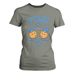 Funny Hanukkah T Shirt For Women I Love You A Latke Gift TS12 Military Green Print Your Wear