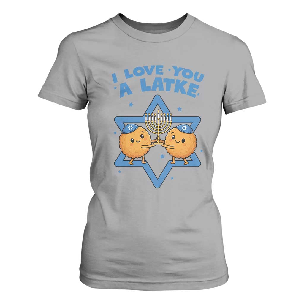 Funny Hanukkah T Shirt For Women I Love You A Latke Gift TS12 Sport Gray Print Your Wear