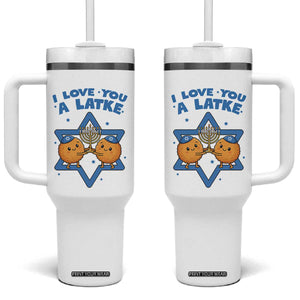 Funny Hanukkah Tumbler With Handle I Love You A Latke Gift TS12 One Size: 40 oz White Print Your Wear