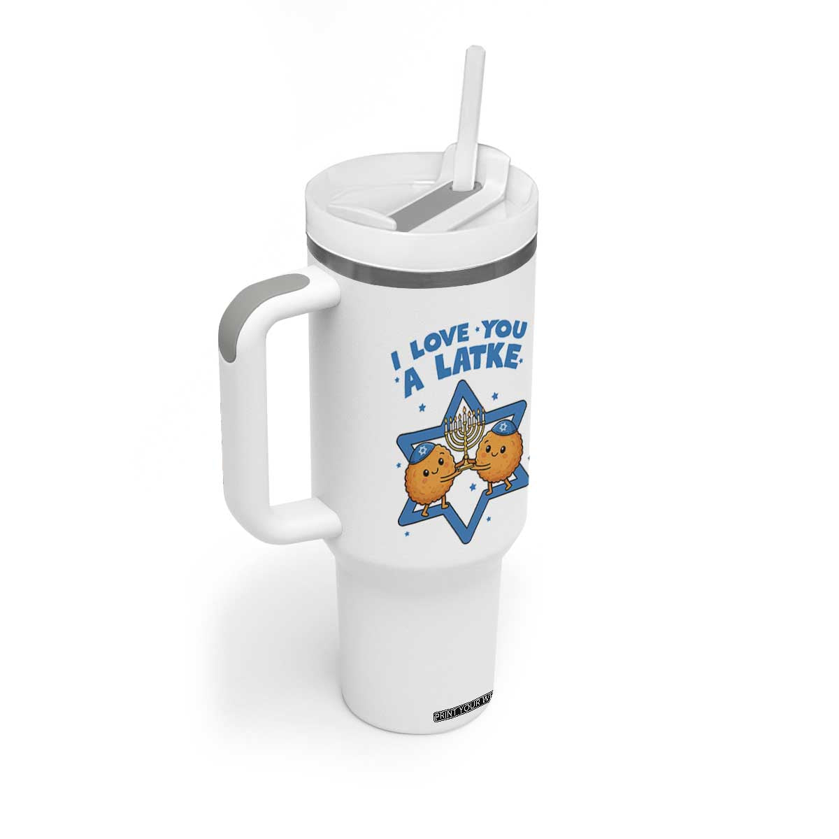 Funny Hanukkah Tumbler With Handle I Love You A Latke Gift TS12 Print Your Wear