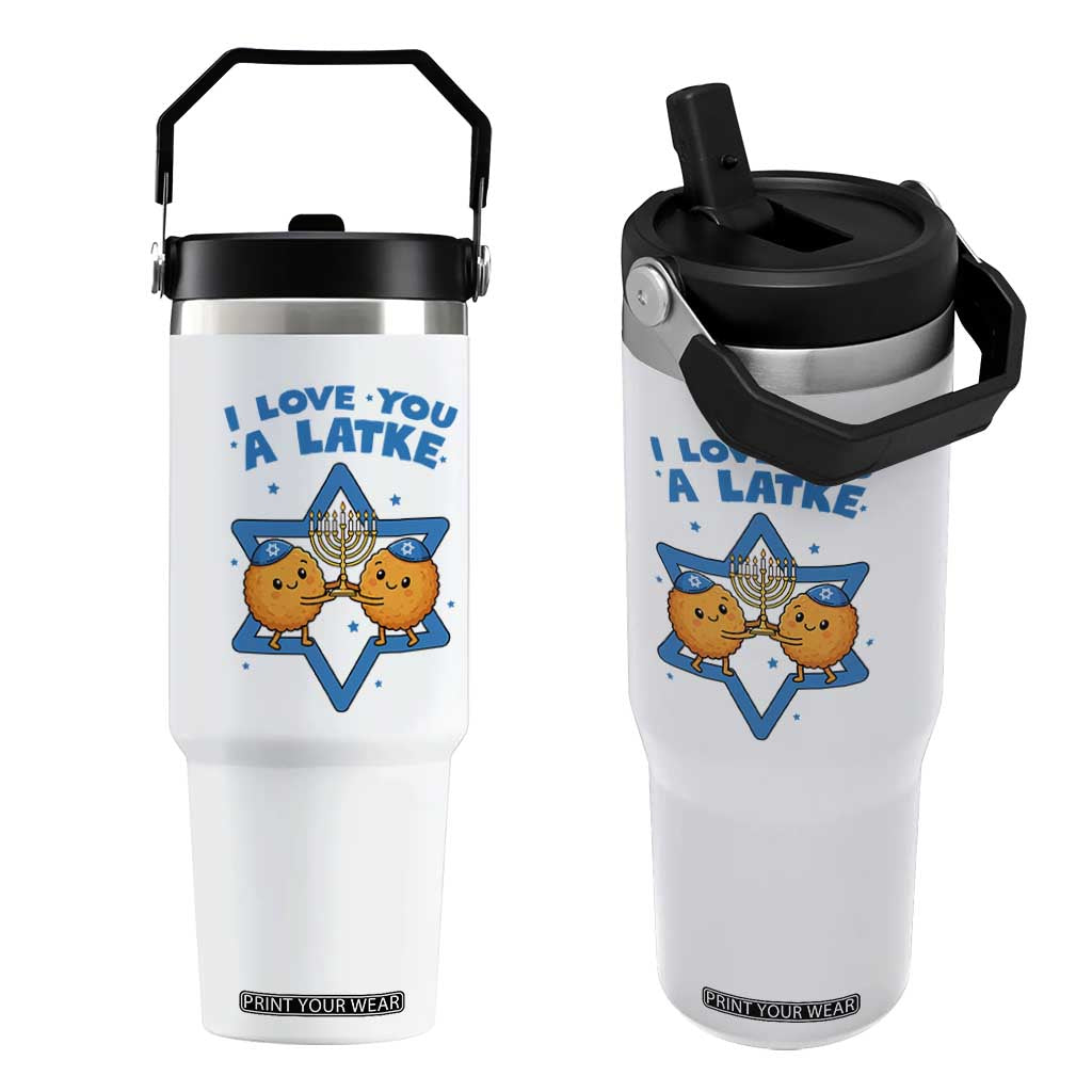 Funny Hanukkah Flip Straw Tumbler I Love You A Latke Gift TS12 One Size: 30 oz White Print Your Wear