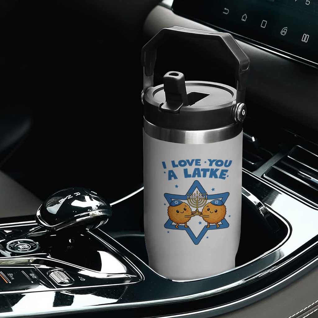 Funny Hanukkah Flip Straw Tumbler I Love You A Latke Gift TS12 Print Your Wear