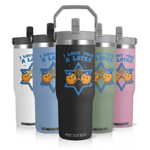 Funny Hanukkah Flip Straw Tumbler I Love You A Latke Gift TS12 Print Your Wear