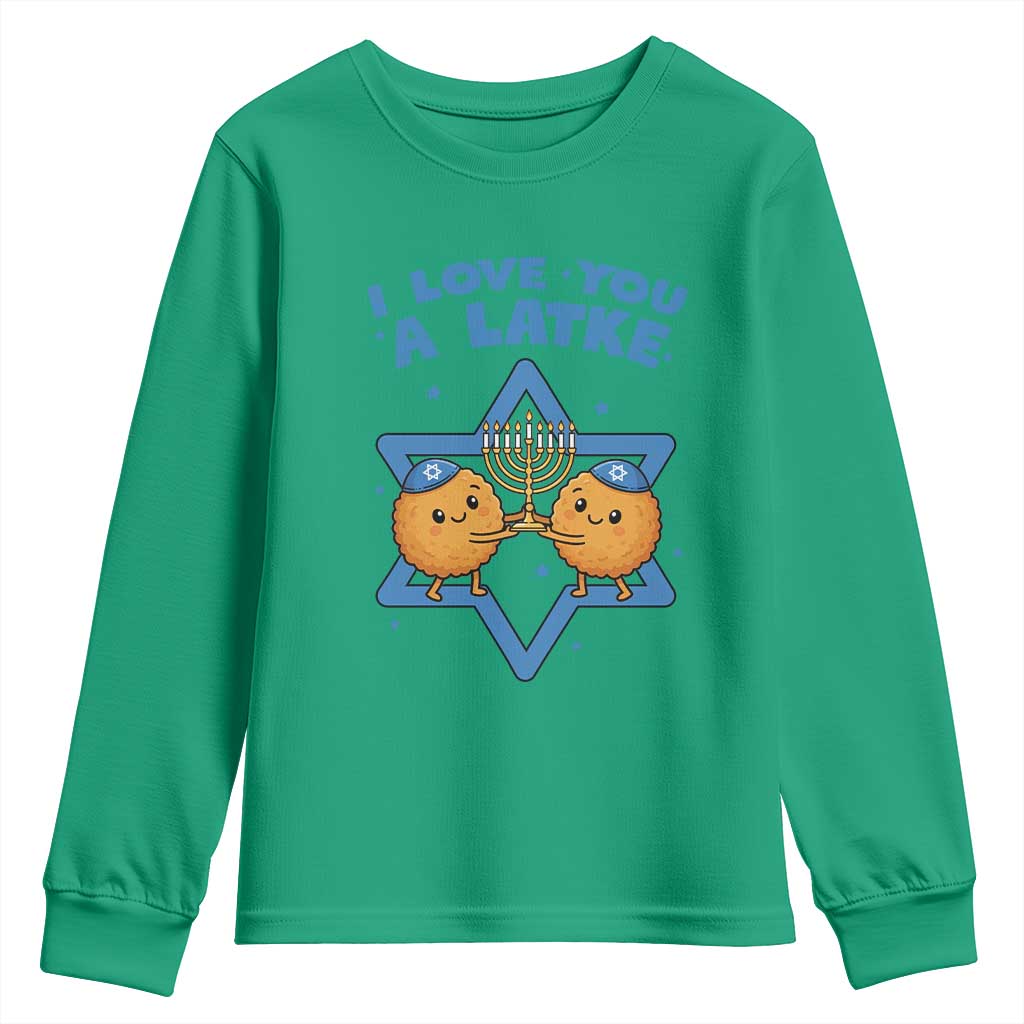 Funny Hanukkah Youth Sweatshirt I Love You A Latke Gift TS12 Irish Green Print Your Wear