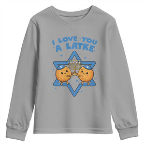 Funny Hanukkah Youth Sweatshirt I Love You A Latke Gift TS12 Sport Gray Print Your Wear