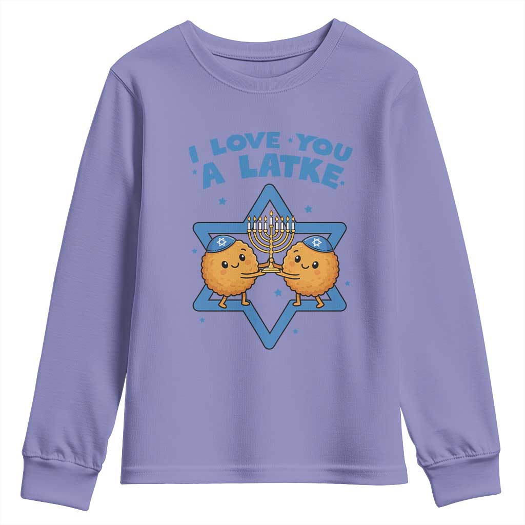 Funny Hanukkah Youth Sweatshirt I Love You A Latke Gift TS12 Violet Print Your Wear