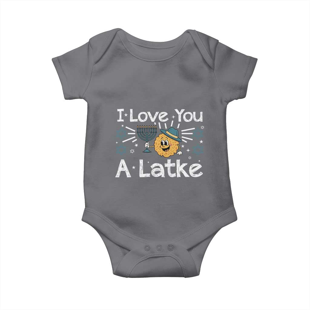 I Love You A Latke Baby Onesie Funny Hanukkah Gift For Latke Lover TS12 Charcoal Print Your Wear