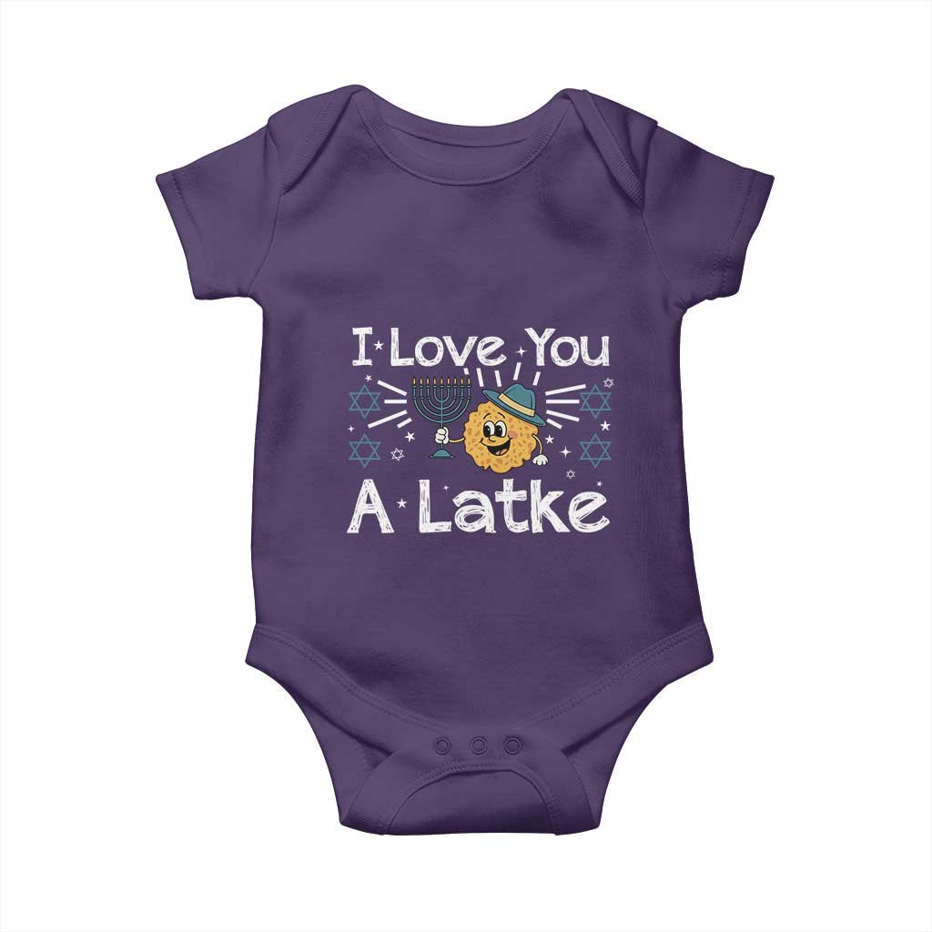 I Love You A Latke Baby Onesie Funny Hanukkah Gift For Latke Lover TS12 Purple Print Your Wear