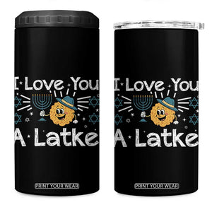 I Love You A Latke 4 in 1 Can Cooler Tumbler Funny Hanukkah Gift For Latke Lover TS12 One Size: 16 oz Black Print Your Wear