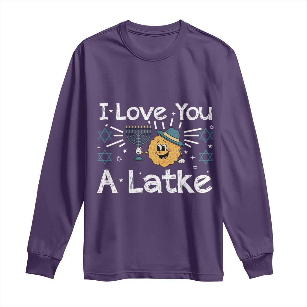 I Love You A Latke Long Sleeve Shirt Funny Hanukkah Gift For Latke Lover TS12 Purple Print Your Wear