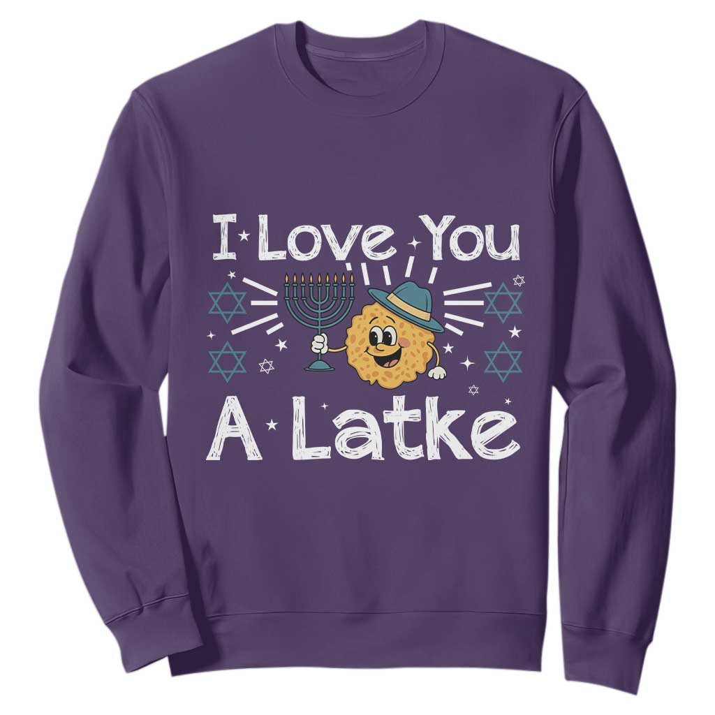 I Love You A Latke Sweatshirt Funny Hanukkah Gift For Latke Lover TS12 Purple Print Your Wear