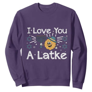 I Love You A Latke Sweatshirt Funny Hanukkah Gift For Latke Lover TS12 Purple Print Your Wear