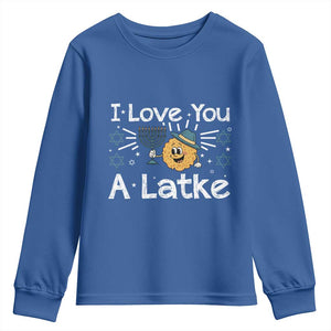 I Love You A Latke Youth Sweatshirt Funny Hanukkah Gift For Latke Lover TS12 Royal Blue Print Your Wear