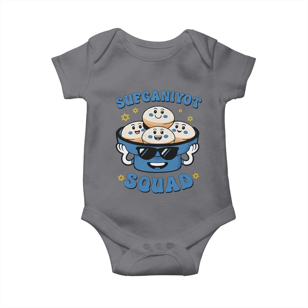 Hanukkah Sufganiyot Squad Baby Onesie Funny Jelly Donut Jewish Gift TS12 Charcoal Print Your Wear