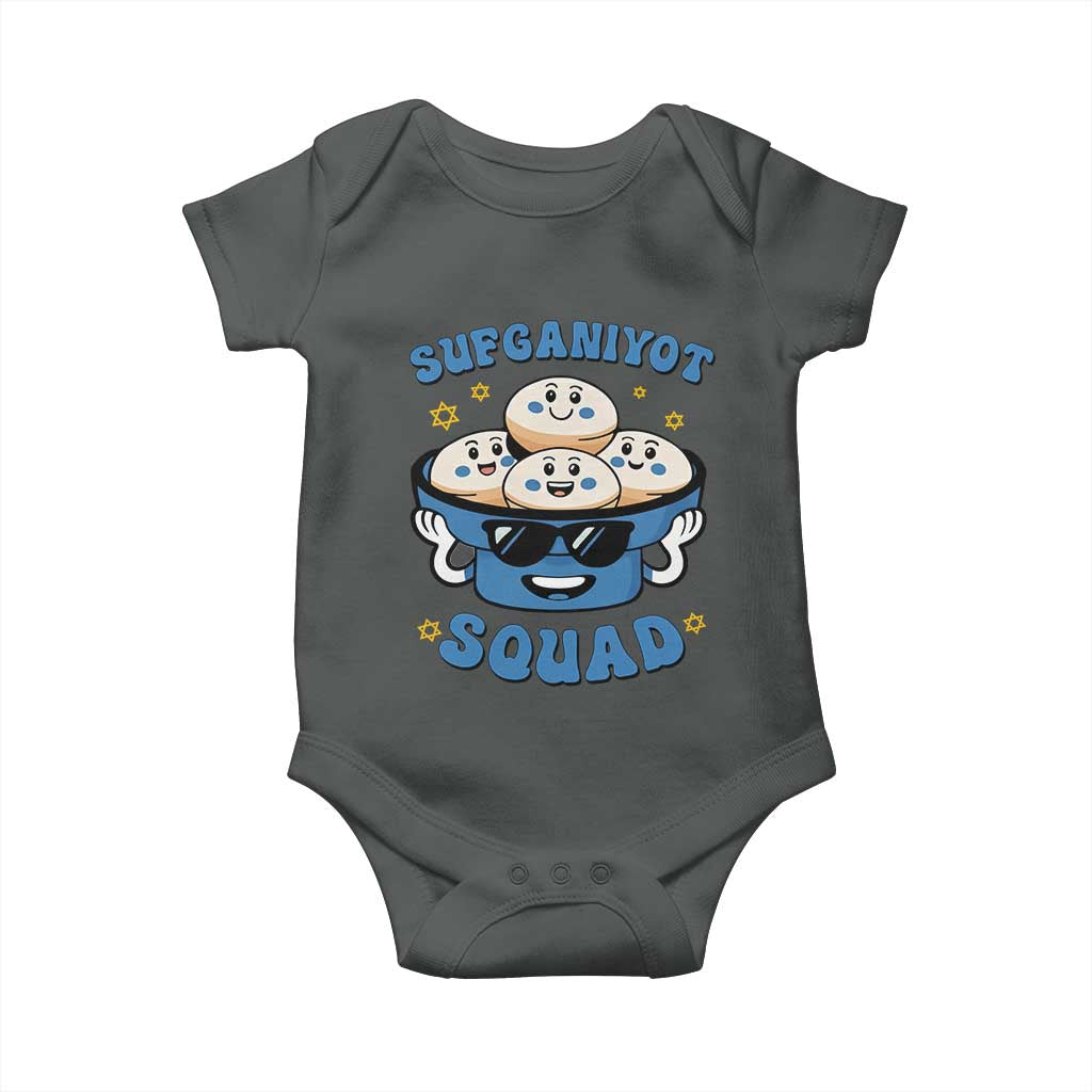 Hanukkah Sufganiyot Squad Baby Onesie Funny Jelly Donut Jewish Gift TS12 Dark Heather Print Your Wear