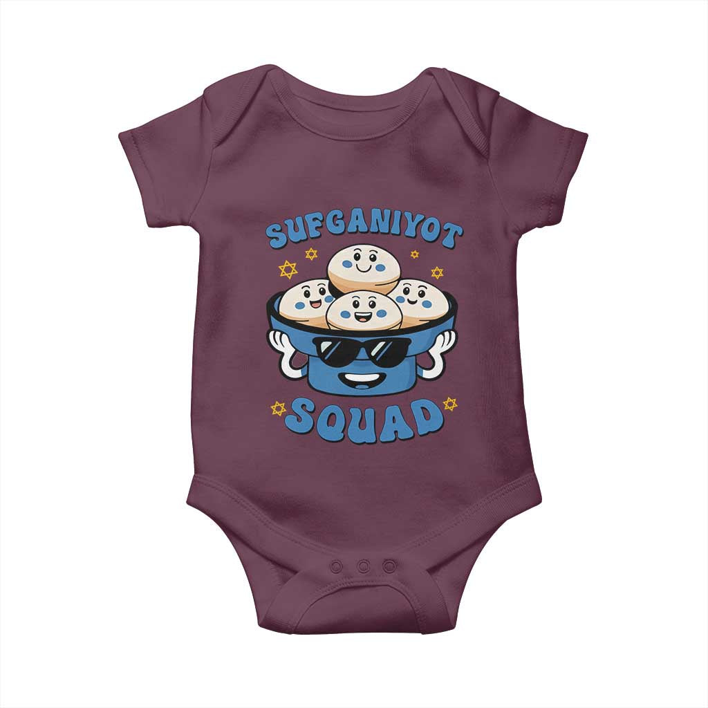 Hanukkah Sufganiyot Squad Baby Onesie Funny Jelly Donut Jewish Gift TS12 Maroon Print Your Wear