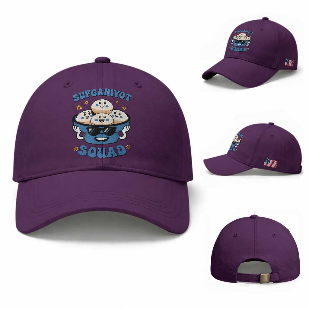Hanukkah Sufganiyot Squad Baseball Cap Funny Jelly Donut Jewish Gift TS12 Baseball Cap Universal Fit Purple Print Your Wear