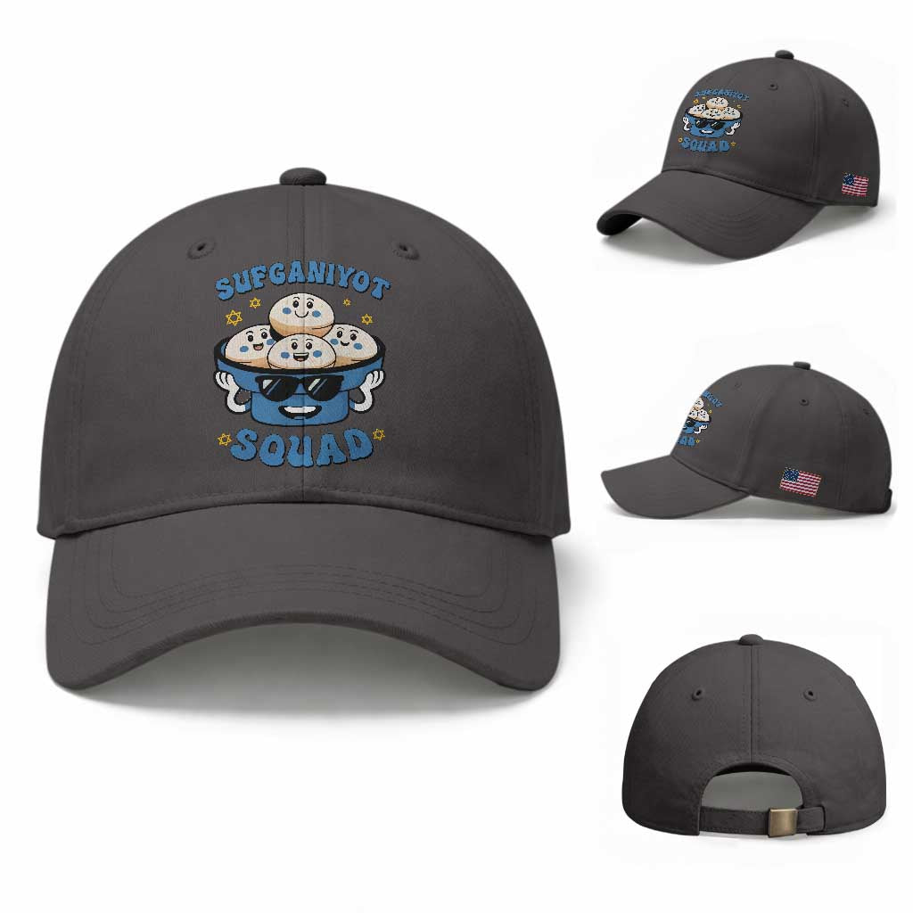 Hanukkah Sufganiyot Squad Baseball Cap Funny Jelly Donut Jewish Gift TS12 Baseball Cap Universal Fit Dark Gray Print Your Wear