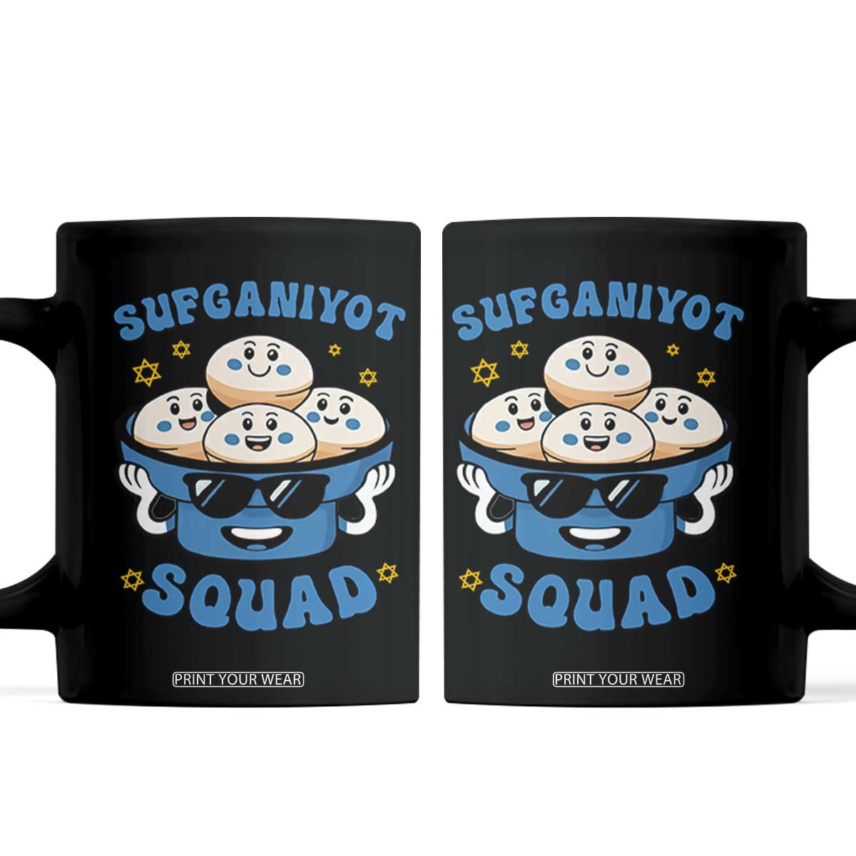 Hanukkah Sufganiyot Squad Coffee Mug Funny Jelly Donut Jewish Gift TS12 Black Print Your Wear