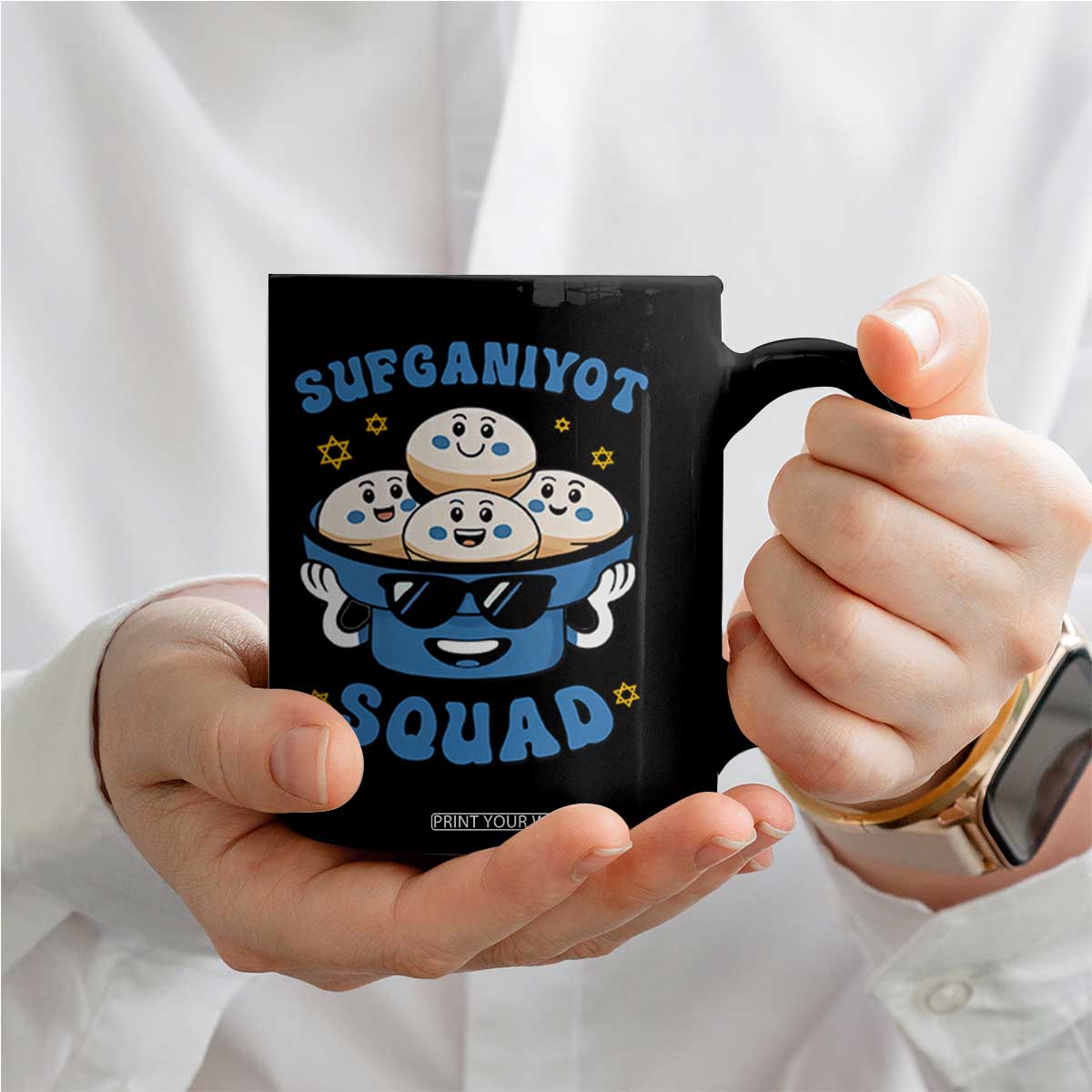 Hanukkah Sufganiyot Squad Coffee Mug Funny Jelly Donut Jewish Gift TS12 Print Your Wear