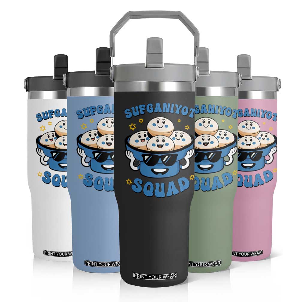 Hanukkah Sufganiyot Squad Flip Straw Tumbler Funny Jelly Donut Jewish Gift TS12 Print Your Wear