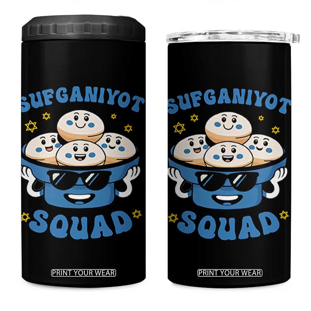 Hanukkah Sufganiyot Squad 4 in 1 Can Cooler Tumbler Funny Jelly Donut Jewish Gift TS12 One Size: 16 oz Black Print Your Wear