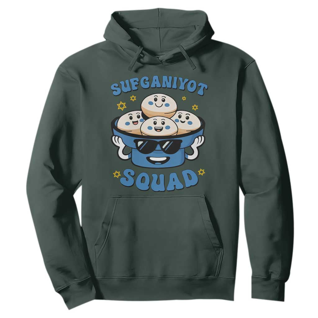 Hanukkah Sufganiyot Squad Hoodie Funny Jelly Donut Jewish Gift TS12 Dark Forest Green Print Your Wear