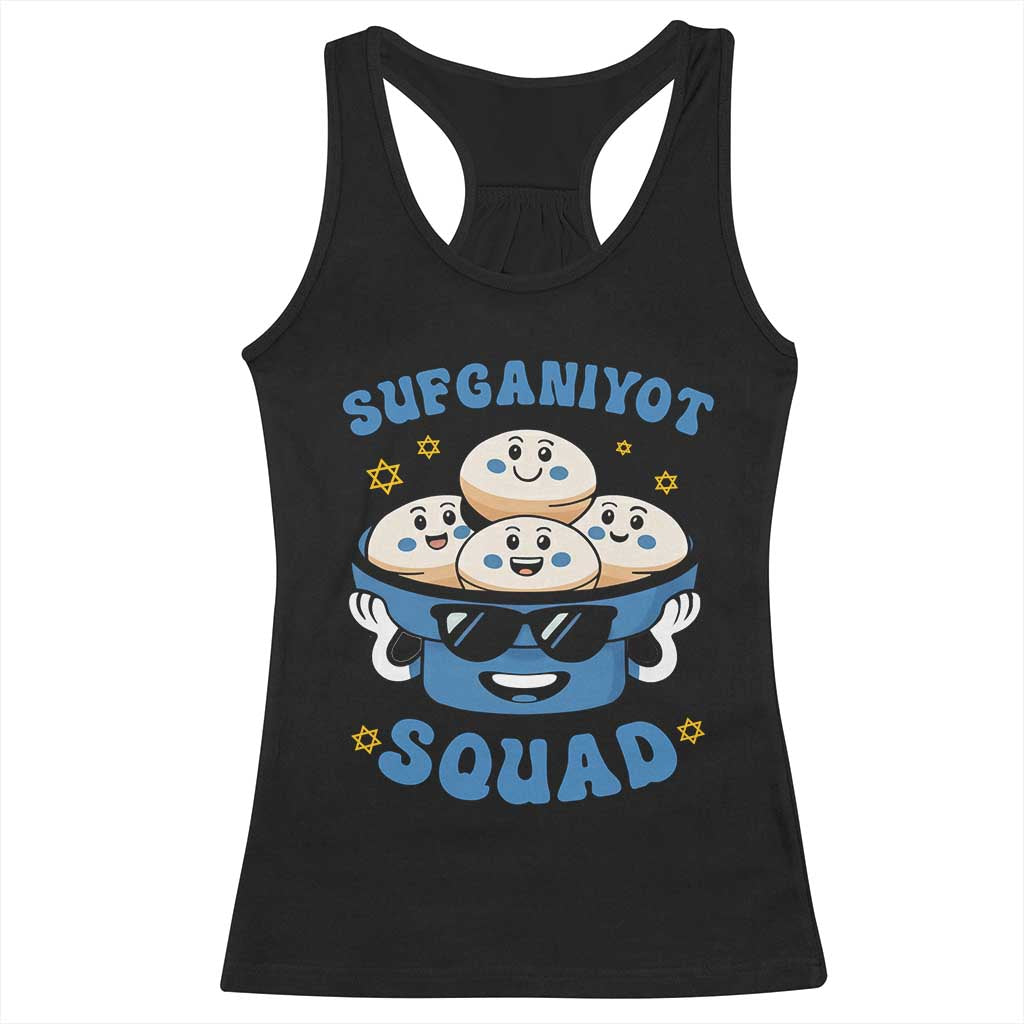 Hanukkah Sufganiyot Squad Racerback Tank Top Funny Jelly Donut Jewish Gift TS12 Black Print Your Wear