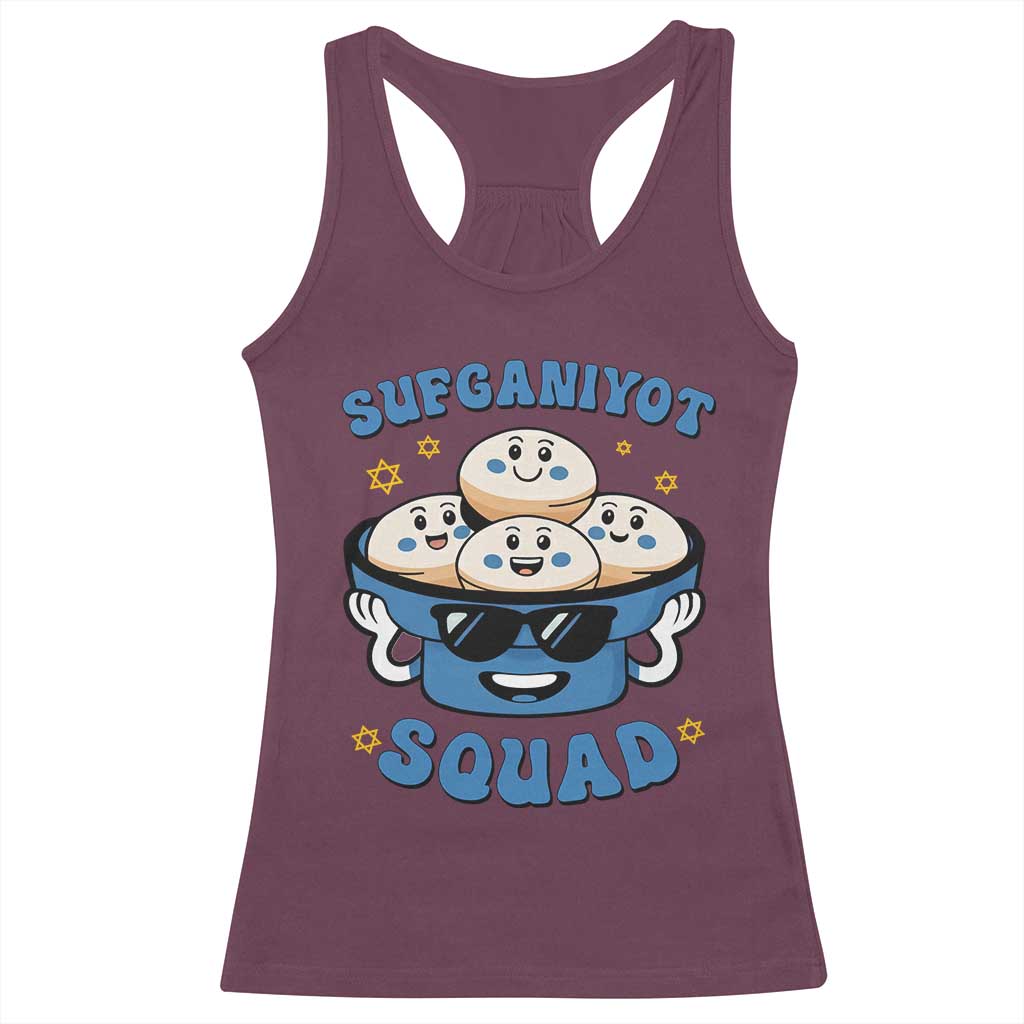 Hanukkah Sufganiyot Squad Racerback Tank Top Funny Jelly Donut Jewish Gift TS12 Maroon Print Your Wear