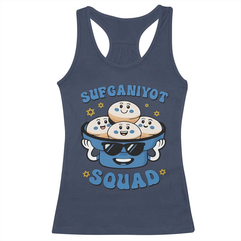 Hanukkah Sufganiyot Squad Racerback Tank Top Funny Jelly Donut Jewish Gift TS12 Navy Print Your Wear