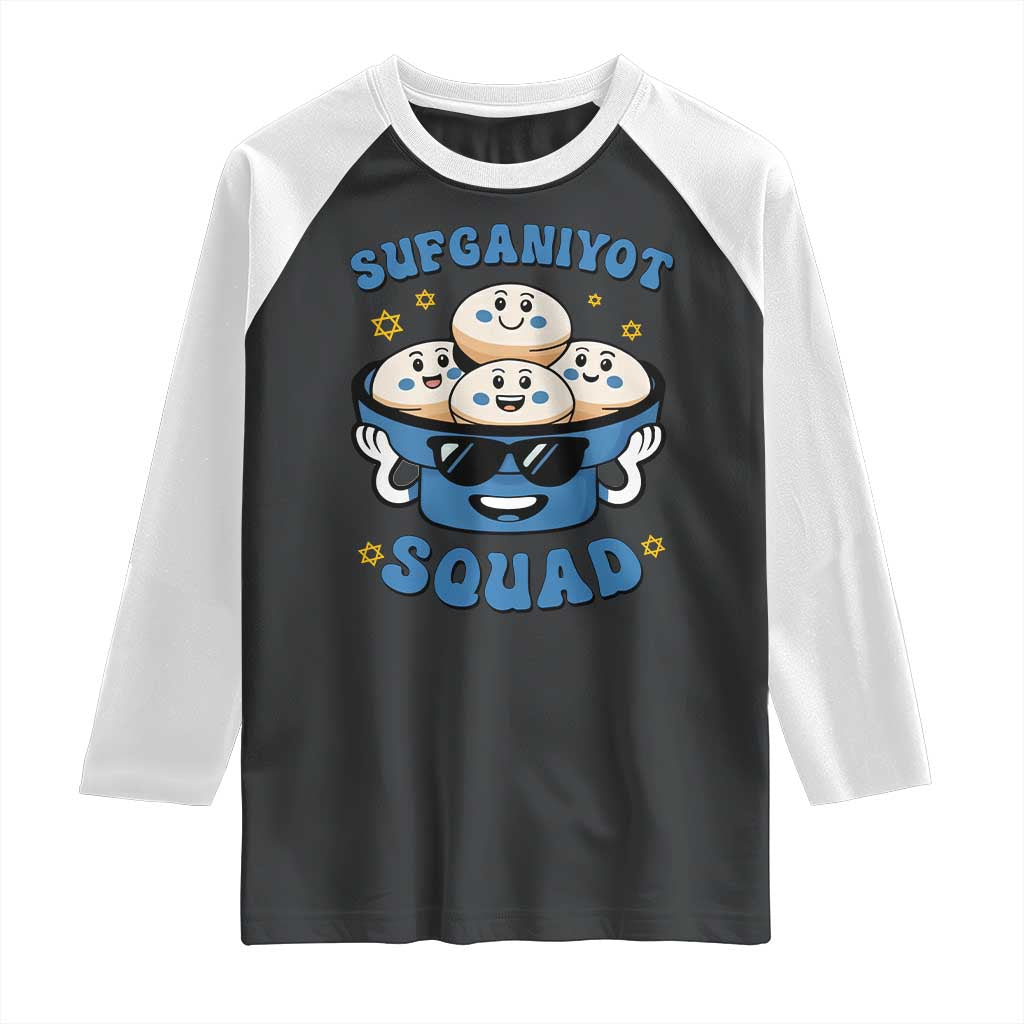 Hanukkah Sufganiyot Squad Raglan Shirt Funny Jelly Donut Jewish Gift TS12 Black White Print Your Wear