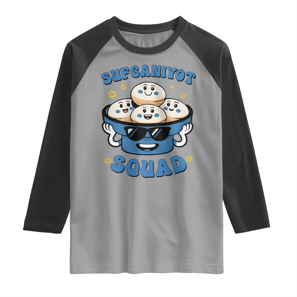 Hanukkah Sufganiyot Squad Raglan Shirt Funny Jelly Donut Jewish Gift TS12 Sport Gray Black Print Your Wear