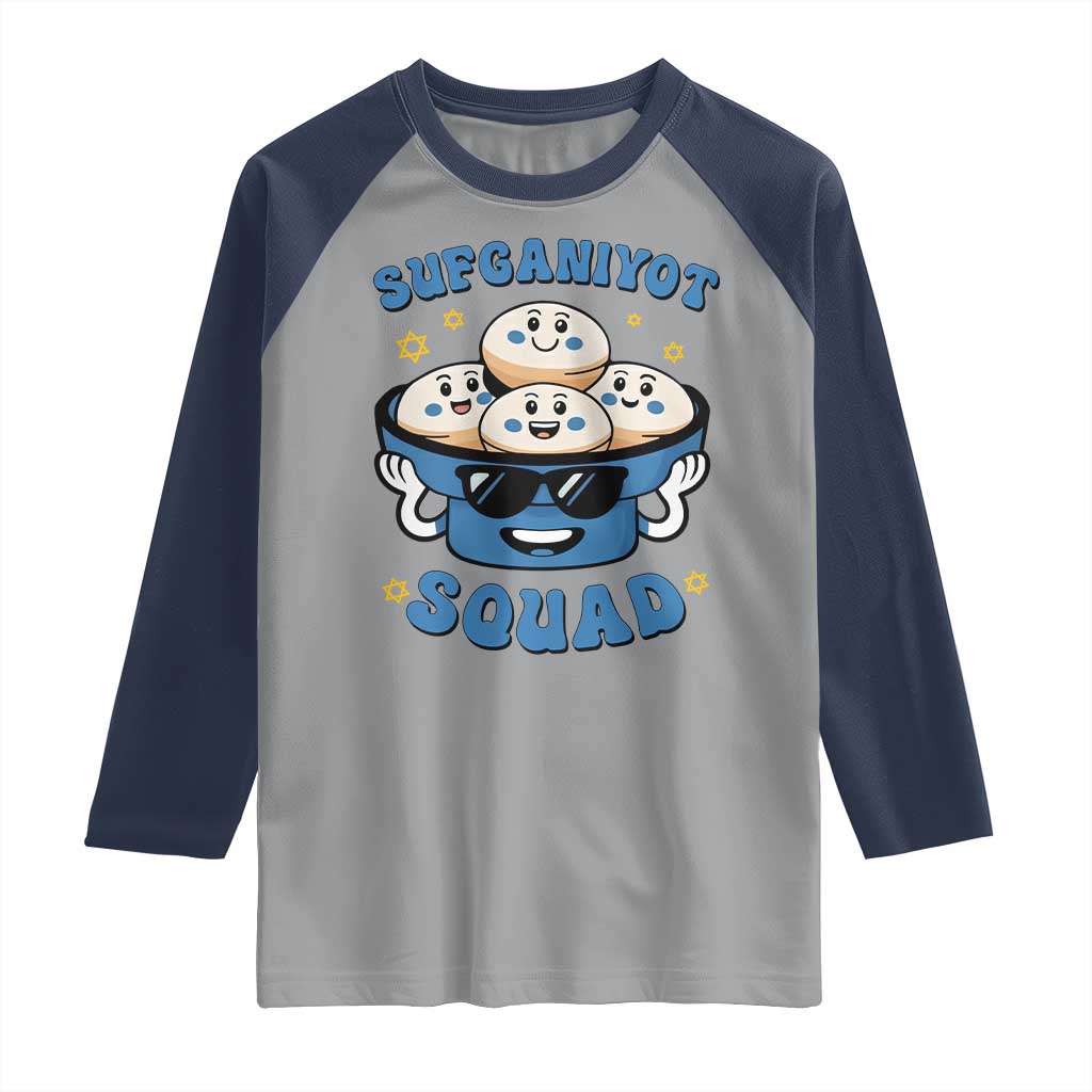 Hanukkah Sufganiyot Squad Raglan Shirt Funny Jelly Donut Jewish Gift TS12 Sport Gray Navy Print Your Wear