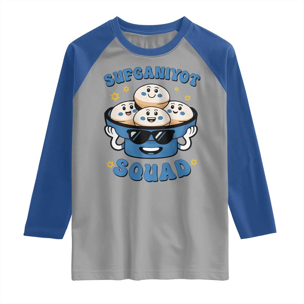 Hanukkah Sufganiyot Squad Raglan Shirt Funny Jelly Donut Jewish Gift TS12 Sport Gray Royal Print Your Wear