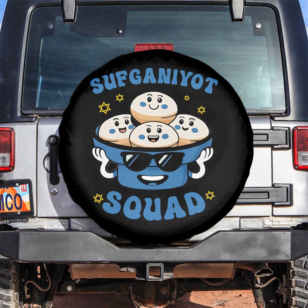 Hanukkah Sufganiyot Squad Spare Tire Cover Funny Jelly Donut Jewish Gift TS12 No hole Black Print Your Wear