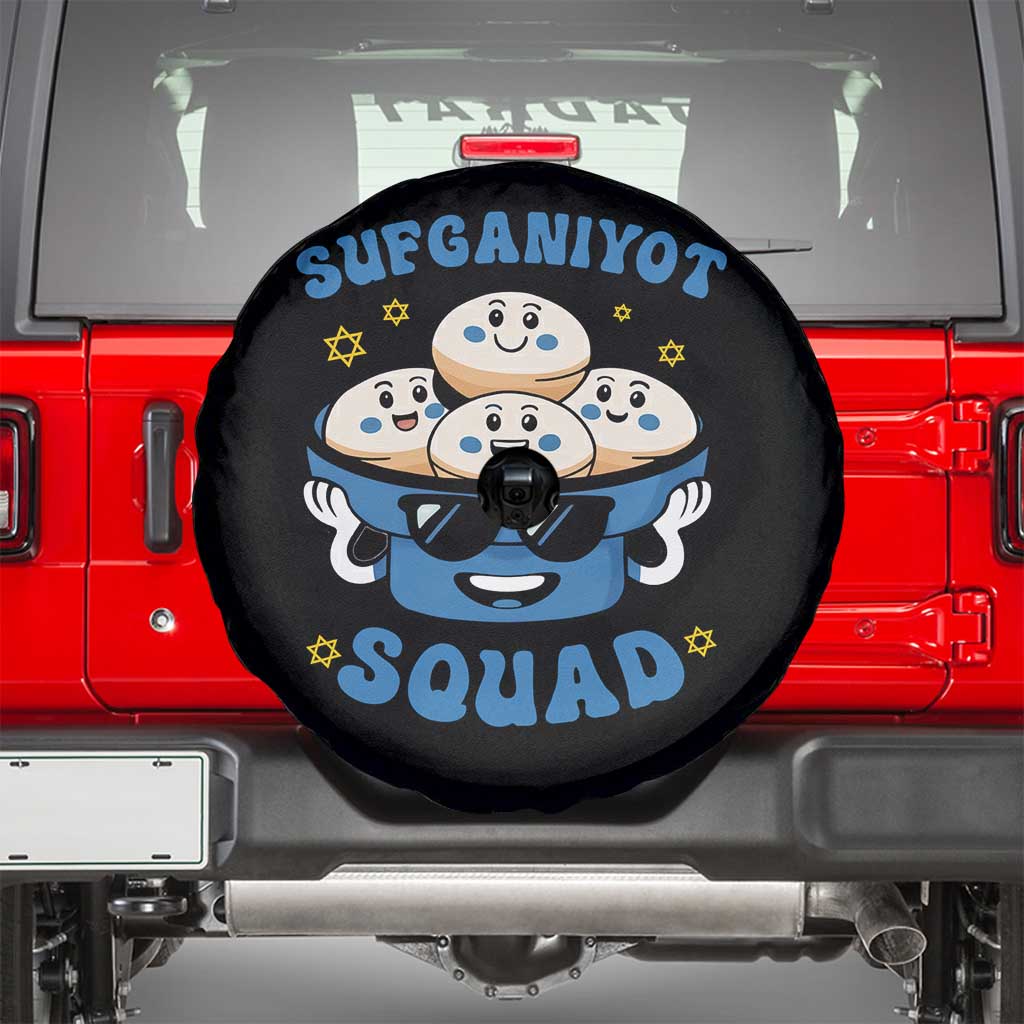 Hanukkah Sufganiyot Squad Spare Tire Cover Funny Jelly Donut Jewish Gift TS12 Black Print Your Wear