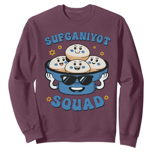 Hanukkah Sufganiyot Squad Sweatshirt Funny Jelly Donut Jewish Gift TS12 Maroon Print Your Wear