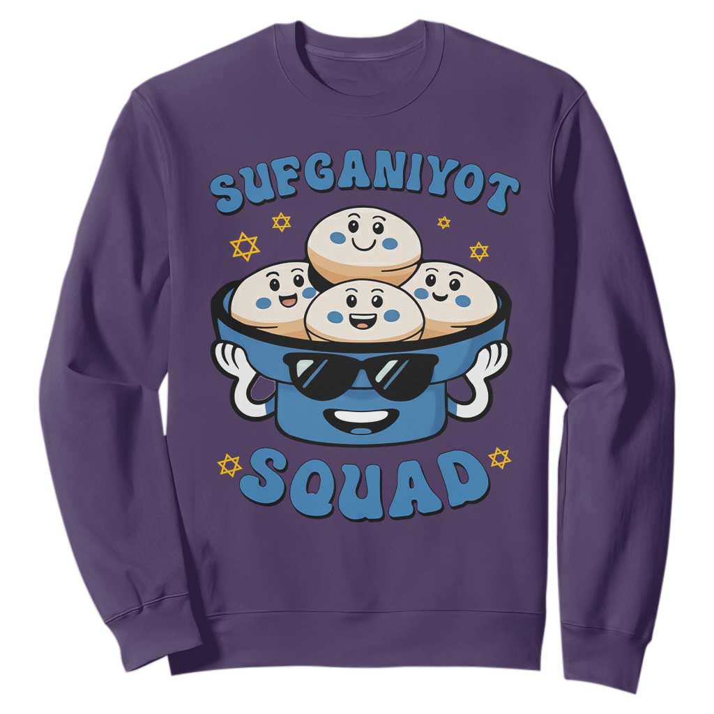 Hanukkah Sufganiyot Squad Sweatshirt Funny Jelly Donut Jewish Gift TS12 Purple Print Your Wear