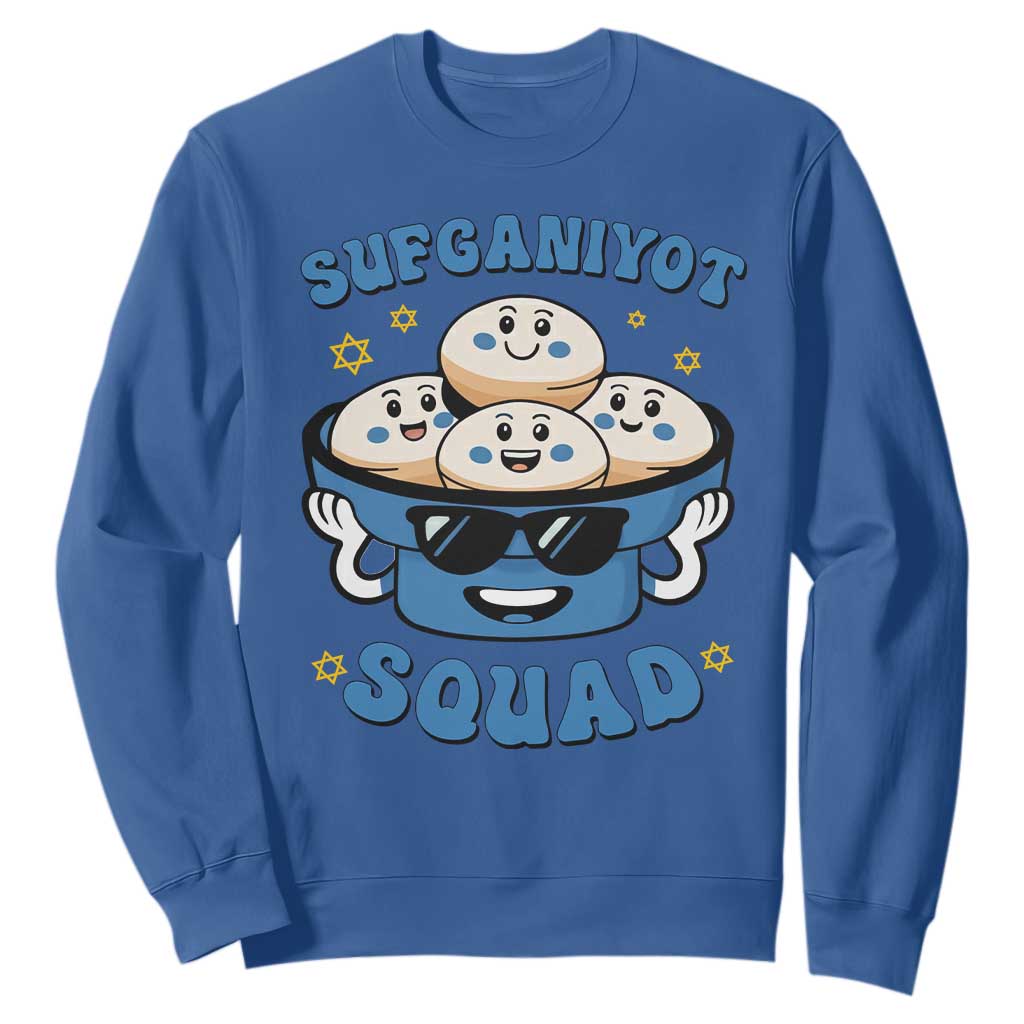 Hanukkah Sufganiyot Squad Sweatshirt Funny Jelly Donut Jewish Gift TS12 Royal Blue Print Your Wear