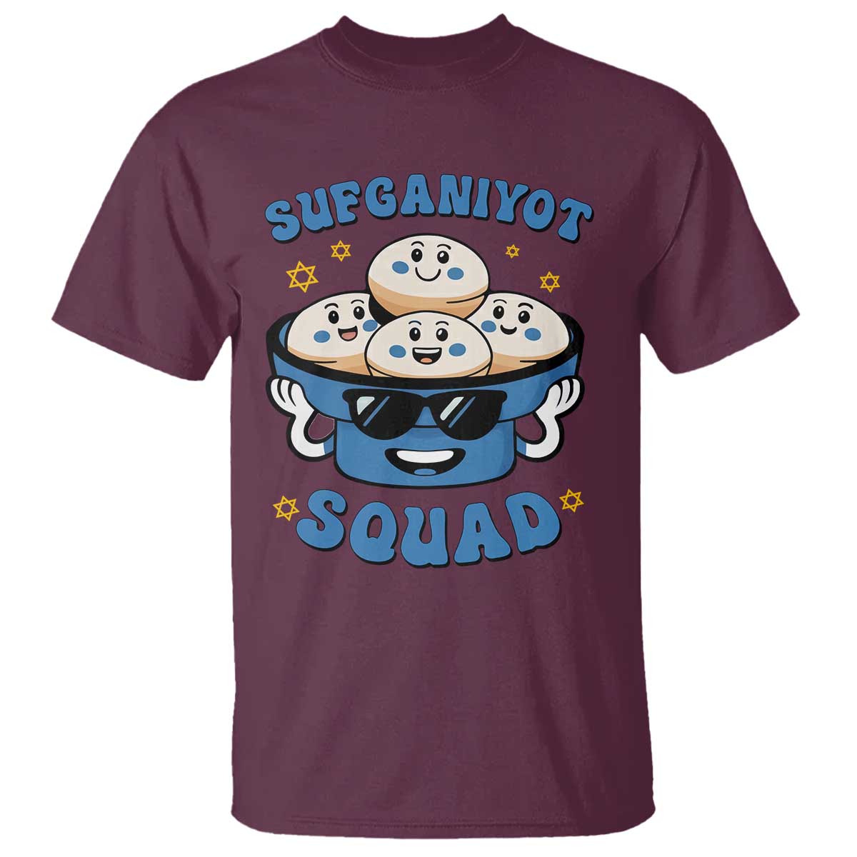 Hanukkah Sufganiyot Squad T Shirt Funny Jelly Donut Jewish Gift TS12 Maroon Print Your Wear
