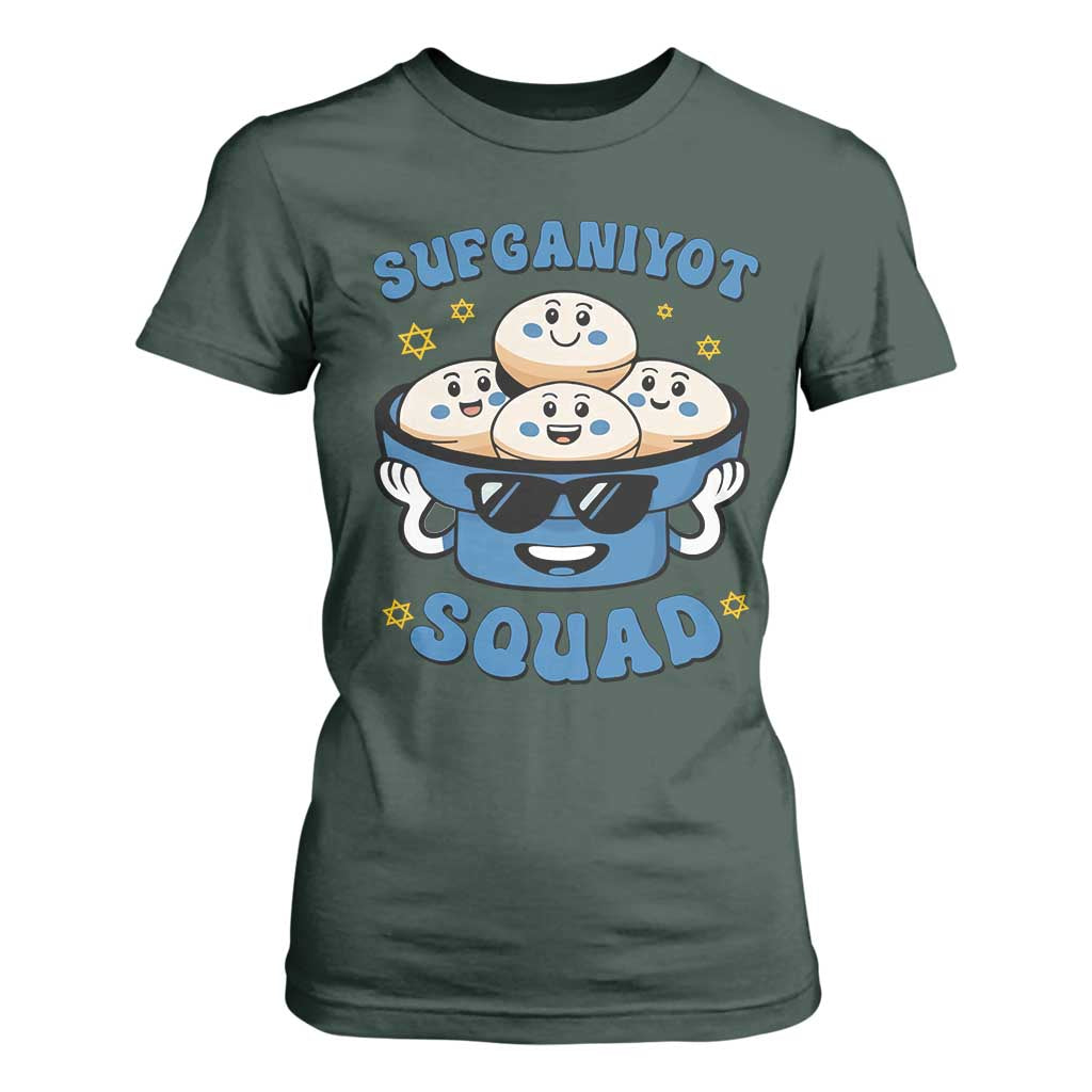 Hanukkah Sufganiyot Squad T Shirt For Women Funny Jelly Donut Jewish Gift TS12 Dark Forest Green Print Your Wear